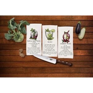 Mojitos Beverage recipe Bar towel‎ set, Great gift for Dad,  Cocktails set 2